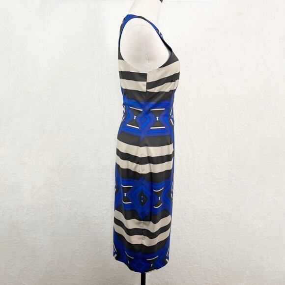 Mara Hoffman Keeper Midi Dress Blue Geometric Sheath Beach Resort Vacay Size 4 - Picture 3 of 11